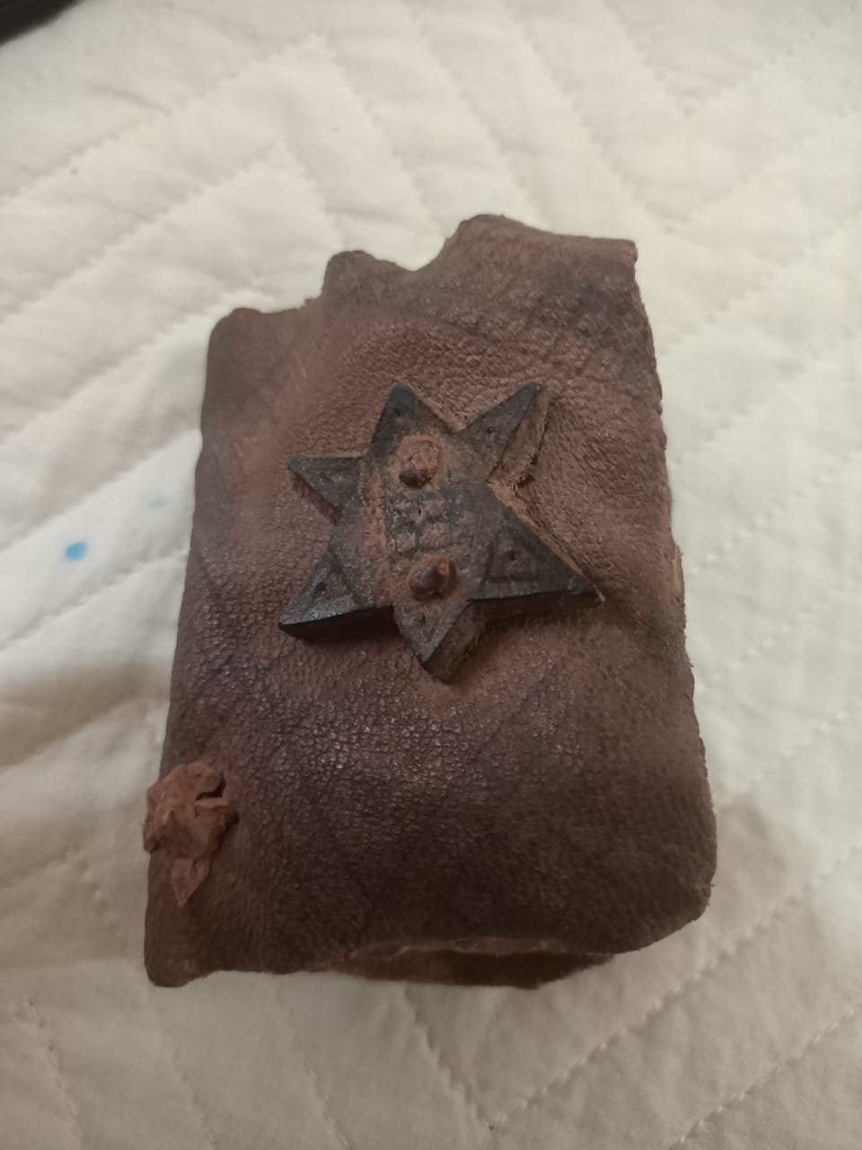 spell book with leather cover