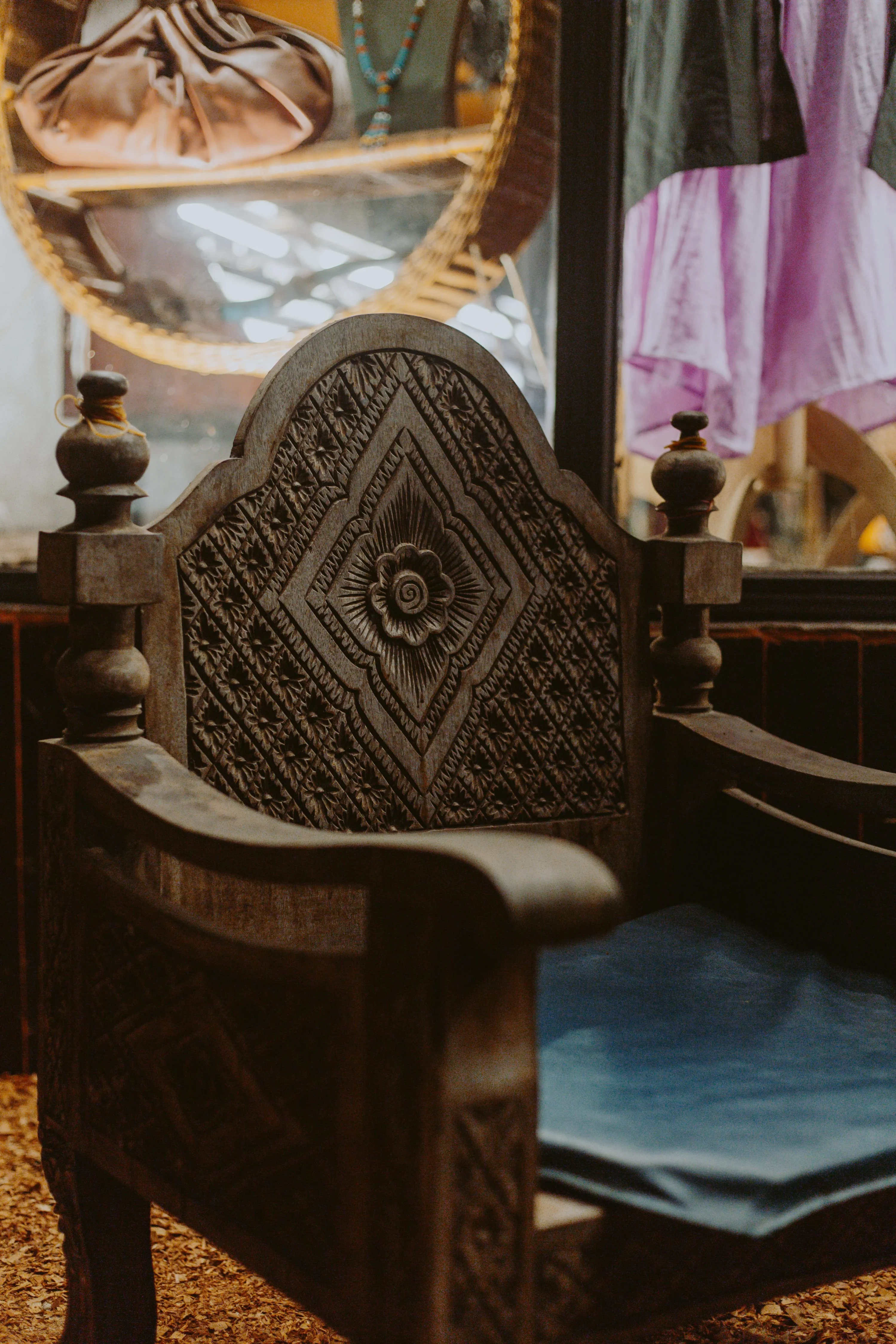 Majestic Mandala Carved Armchair